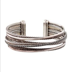 David Yurman Diamond Cable Crossover Cuff